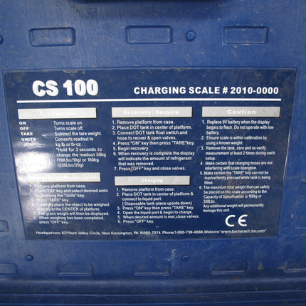 Bacharach CS100 Portable Electronic HVAC Refrigerant Charging Scale