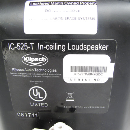 Klipsch IC-525-T White 5.25" 2-Way Full Range In-Ceiling Speaker (Pair)