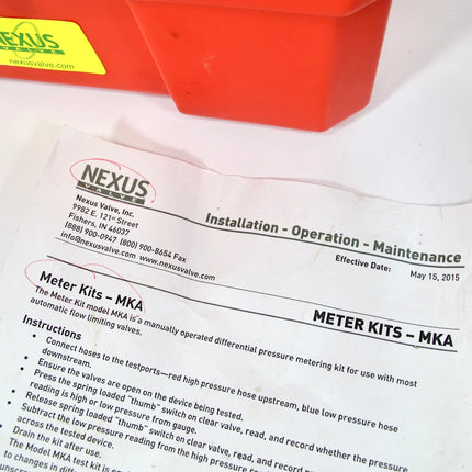 Nexus MKA Portable Test Kit / Automatic Flow Control Valve Meter Kit