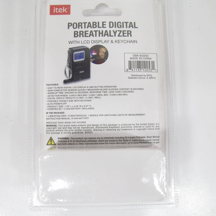 itek Portable Digital Breathalyzer with LCD & Keychain DBK-8/2253