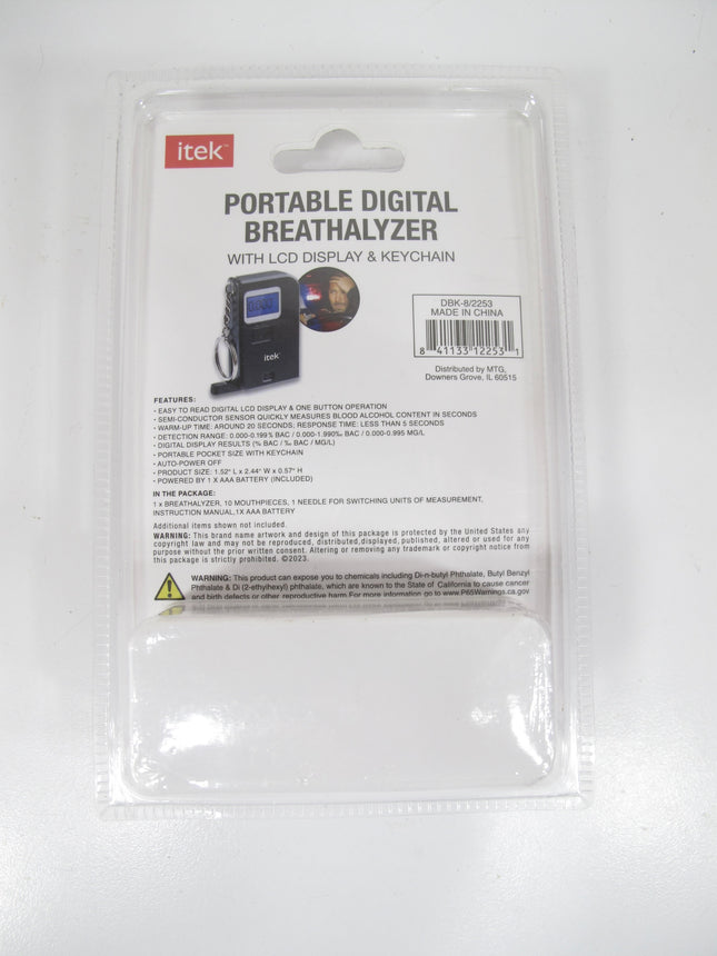 itek Portable Digital Breathalyzer with LCD & Keychain DBK-8/2253