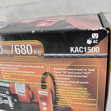 Keeper 110/120 Volt AC 1500 Pound Capacity Electric Winch with Remote