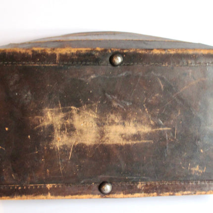 Antique / Vintage Genuine Cowhide Leather Clasping Doctors Bag Satchel
