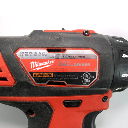 Milwaukee 2407-20 M12 12 Volt 3/8 2 Speed Cordless Drill Driver