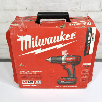 Milwaukee 2606-22CT M18 18V Cordless 1/2” Drill Driver Kit