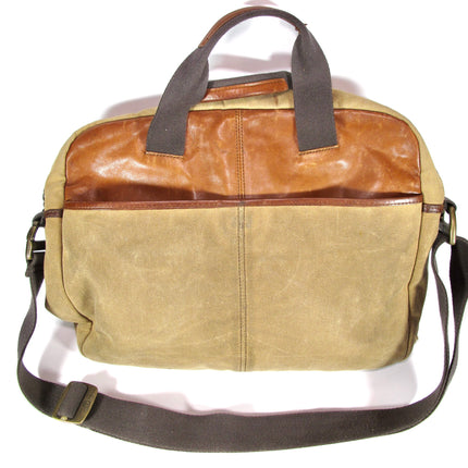 Tumi T-Tech Essential Gear Brown Leather and Canvas Laptop Computer Bag Brief