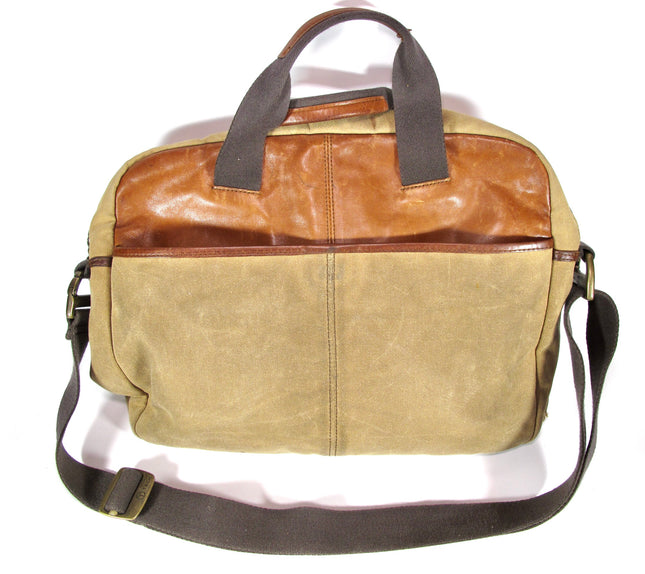 Tumi T-Tech Essential Gear Brown Leather and Canvas Laptop Computer Bag Brief