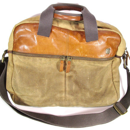 Tumi T-Tech Essential Gear Brown Leather and Canvas Laptop Computer Bag Brief