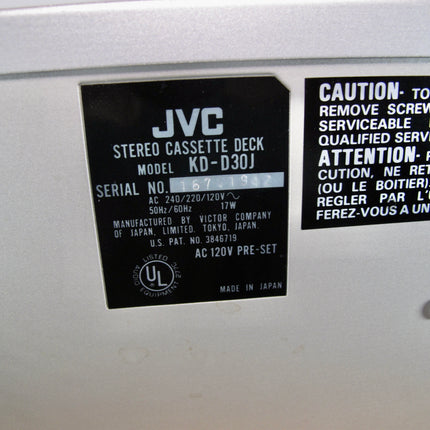 JVC KD-D30J Single Stereo Cassette Tape Deck Recorder