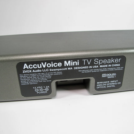 ZVOX AccuVoice AV100 Soundbar TV SPEAKER w/ Hearing Aid Technology