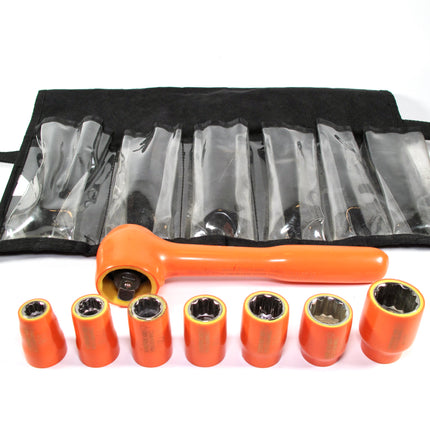 Cementex IR38-LC Insulated 3/8” Drive Ratchet w/3/8-13/16 Sockets