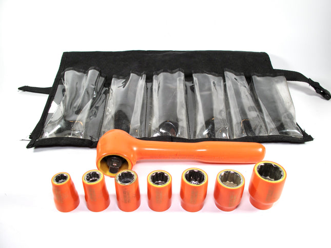 Cementex IR38-LC Insulated 3/8” Drive Ratchet w/3/8-13/16 Sockets