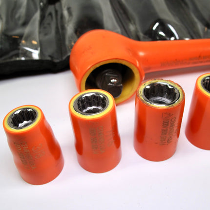 Cementex IR38-LC Insulated 3/8” Drive Ratchet w/3/8-13/16 Sockets