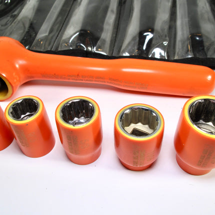 Cementex IR38-LC Insulated 3/8” Drive Ratchet w/3/8-13/16 Sockets
