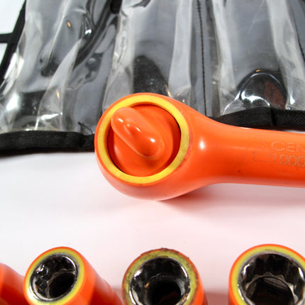 Cementex IR38-LC Insulated 3/8” Drive Ratchet w/3/8-13/16 Sockets