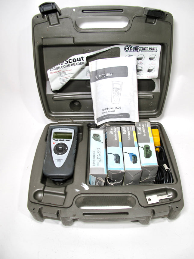 Autoxray Code Scout 2500 In Case Chrysler Ford GM & OBD II and Interface Cables