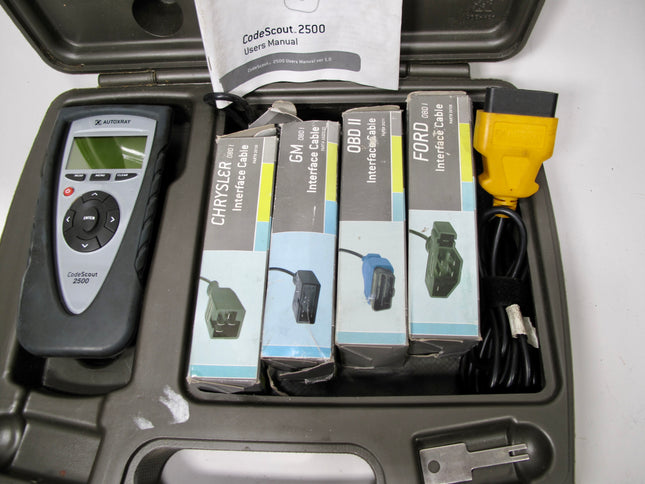 Autoxray Code Scout 2500 In Case Chrysler Ford GM & OBD II and Interface Cables