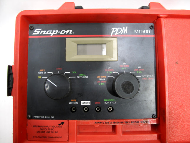 Snap On PDM MT500 Precision Diagnostics Meter Tach Dwell Ohms Volts Amps with Leads