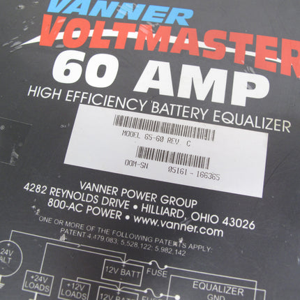 Vanner Voltmaster 65-60 60 Amp +12 - +24 High Efficiency Battery Equalizer