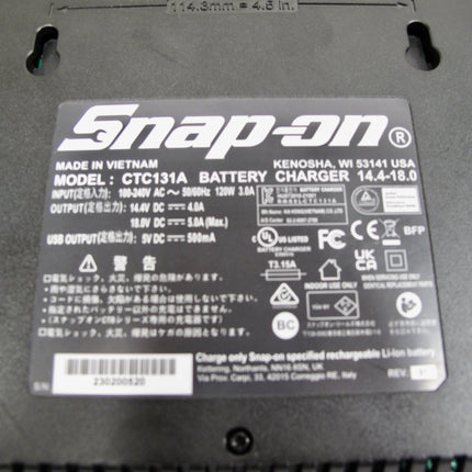 Snap On Tools CTC131A 14.4 V and 18 V Lithium Dual Bay Black Battery Charger