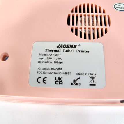 Jadens  JD-468BT Pink Bluetooth  USB Direct Thermal Label Printer 4x6