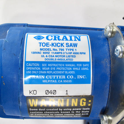 Crain 795 Toe-Kick Flooring Cabinet and Wall Electric Saw