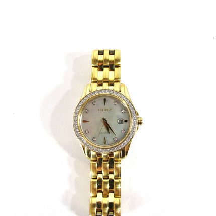 Citizen EW1907-78D Eco Drive Silhouette Crystal Gold Tone 28mm 7" Ladies Watch