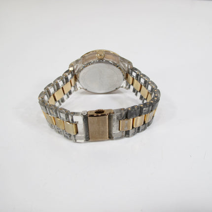 Michael Kors Runway Clear Acetate Rose Gold Rhinestone Glitz Watch MK7355 9 Inch