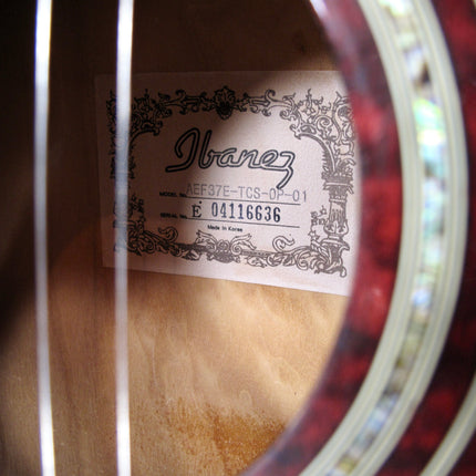 Ibanez AEF37E-TCS-OP-01 Acoustic Electric Guitar Transparent Cherry Sunburst
