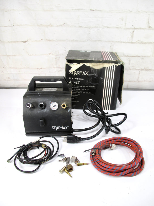 Sparmax AC-27 Air Compressor Airbrush Orange Tested 120 Volt 2.3 Amps