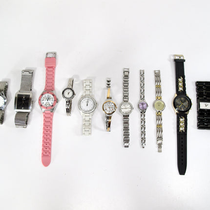 11 Piece Quartz Wristwatch Lot Fossill Invicta Guess Skagen Anne Klein Relic