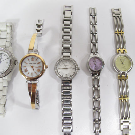 11 Piece Quartz Wristwatch Lot Fossill Invicta Guess Skagen Anne Klein Relic