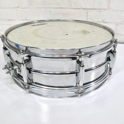 Ludwig Rocker 8 Lug 14’ Black White Badge  Steel Snare Drum 5x14
