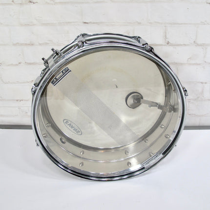 Ludwig Rocker 8 Lug 14’ Black White Badge  Steel Snare Drum 5x14