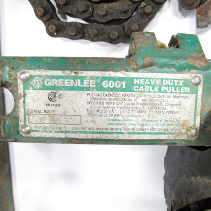 Greenlee 6000 6001 Super Cable Tugger Wire Puller 6500 Lb.