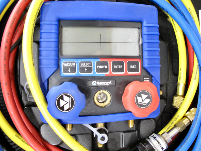 Mastercool 99661-A HVAC Digital 2-Way Manifold With Vacuum Gauge Hoses