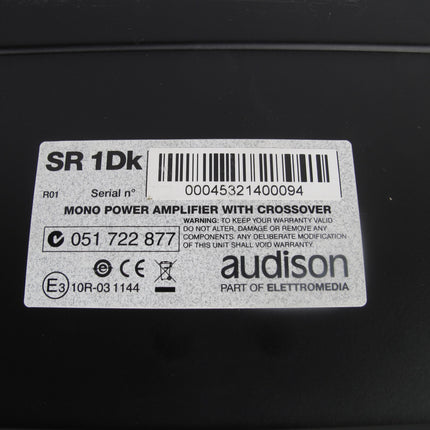 Audison SR 1Dk Monoblock 1200W RMS Power Amplifier with Crossover
