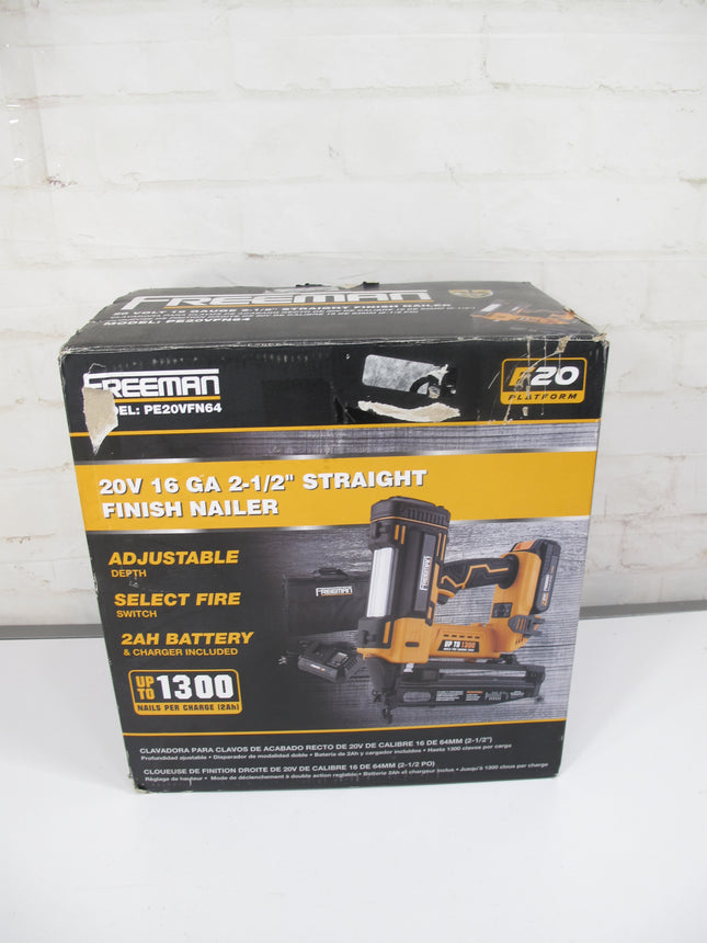 Freeman PE20VFN64 20V Cordless 16-Gauge 2-1/2" Straight Finish Nailer Nail Gun