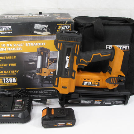 Freeman PE20VFN64 20V Cordless 16-Gauge 2-1/2" Straight Finish Nailer Nail Gun