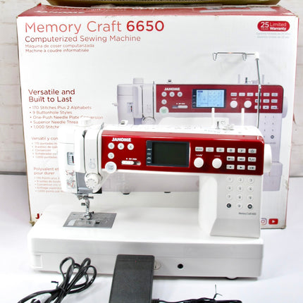 Janome Memory Craft 6650 MC6650 Sewing Quilting Machine with Pedal