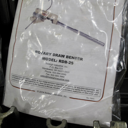 Baileigh RDB-25 Manual Tube Bending Set For, 3/8, 1/2, 9/16, 5/8, 3/4, 7/8 OD Round 3/4 & 1" Square