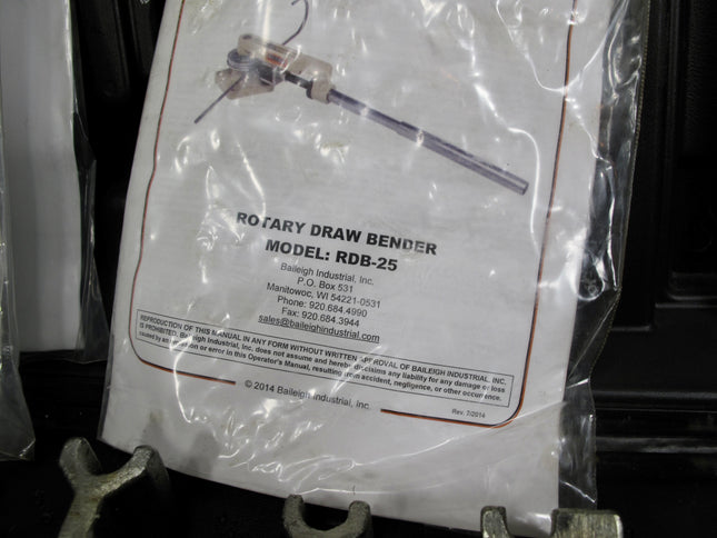 Baileigh RDB-25 Manual Tube Bending Set For, 3/8, 1/2, 9/16, 5/8, 3/4, 7/8 OD Round 3/4 & 1" Square