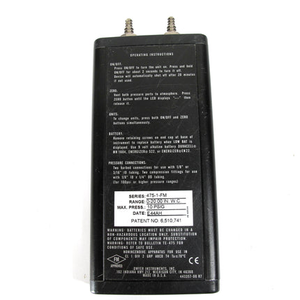 Dwyer 475-1-FM Mark III Handheld Digital Manometer, FM, 0-20" w.c. 10 PSI