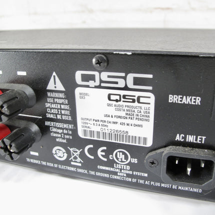 QSC GX3 2-Channel 300W/CH @ 8-Ohms Rack Mount Power Amplifier