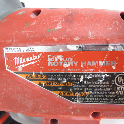 Milwaukee 2912-20 M18 Fuel 18V Brushless Cordless 1" SDS Plus Rotary Hammer Drill