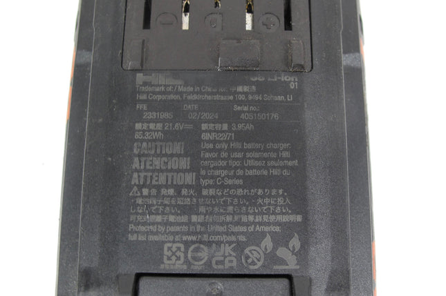 Hilti B-22-85 Li-ion 22V NURON 4.0AH Compact Power Tool Battery Pack