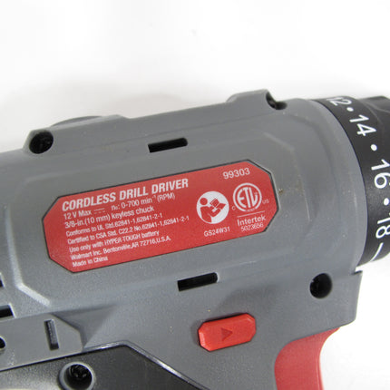 Hyper Tough 99303 Cordless Drill 12V Max Lithium-Ion 3/8-inch Keyless Chuck w/ Battery