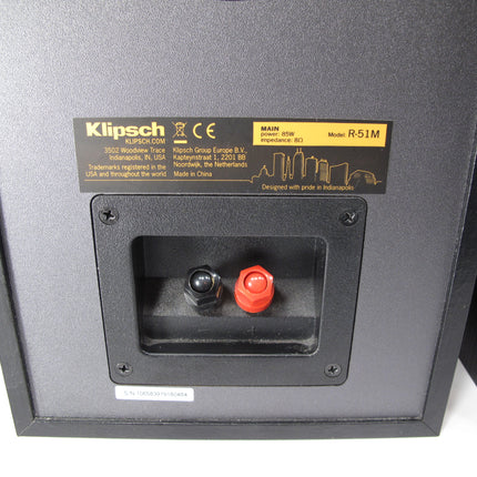 Klipsch Reference R-51M 8-Ohm 340W Max 85W RMS Black Bookshelf Stereo Speakers Pair