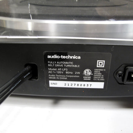 Audio-Technica AT-LP3 Fully Automatic Belt-Drive Stereo Turntable - Black