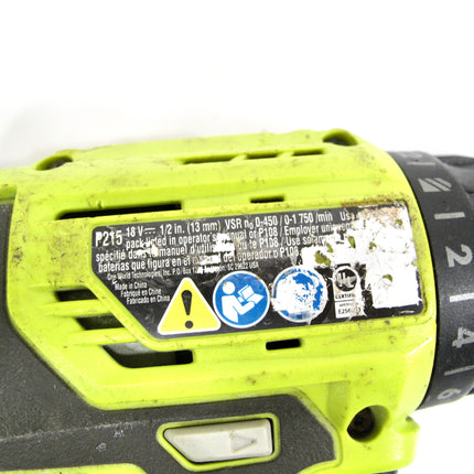 Ryobi P215 18-Volt Lithium-Ion ONE+ 18V Cordless 1/2” Chuck Drill TOOL ONLY